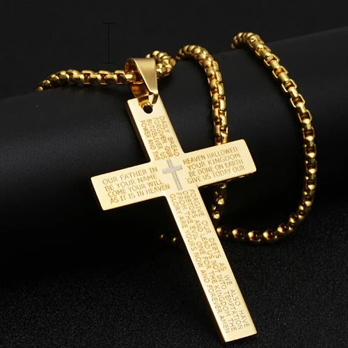 1pc Titanium Alloy Carved Cross Pendant – Unisex Multi-Color Necklace (Ideal Gift for Loved Ones)